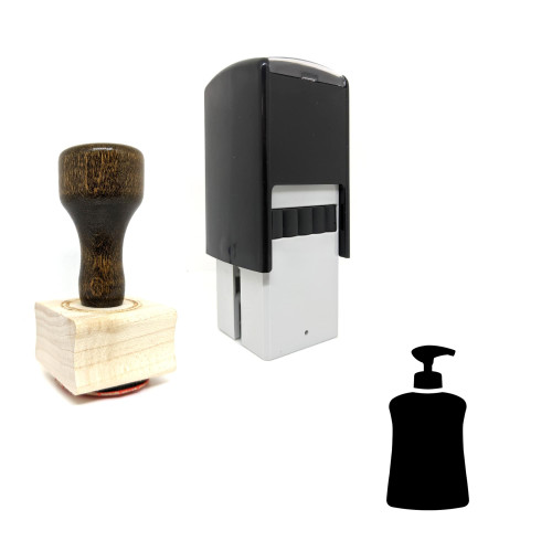 "Liquid Soap Dispenser" rubber stamp with 3 sample imprints of the image