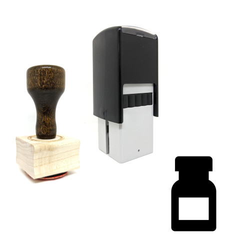 "Bottle" rubber stamp with 3 sample imprints of the image