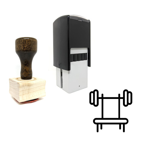 "Bench Press" rubber stamp with 3 sample imprints of the image