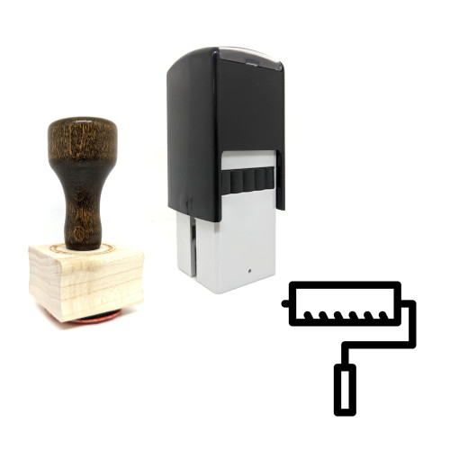"Paint Roller" rubber stamp with 3 sample imprints of the image