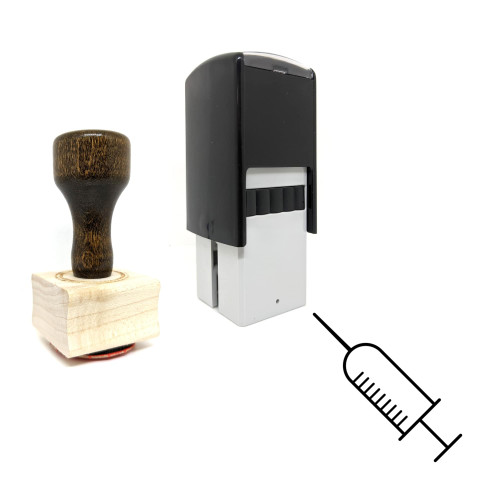 "Injection" rubber stamp with 3 sample imprints of the image