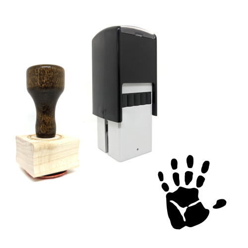 "Hand Print" rubber stamp with 3 sample imprints of the image
