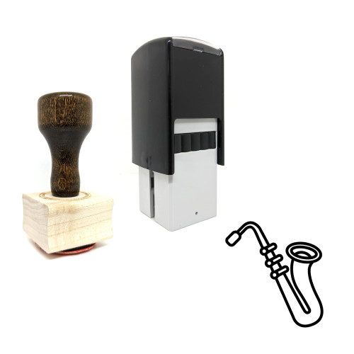 "Saxophone" rubber stamp with 3 sample imprints of the image
