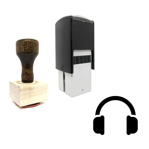 "Headphone" rubber stamp with 3 sample imprints of the image