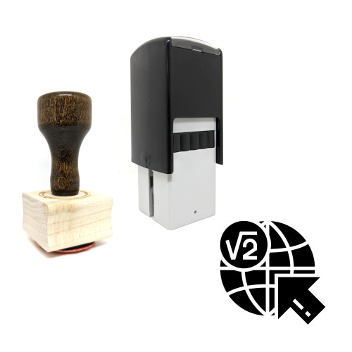 "Global" rubber stamp with 3 sample imprints of the image
