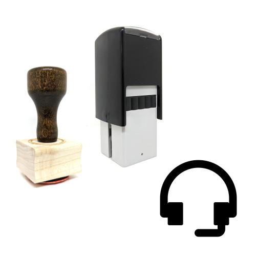 "Headset" rubber stamp with 3 sample imprints of the image