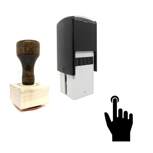 "Push Button" rubber stamp with 3 sample imprints of the image