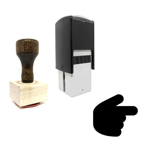 "Hand" rubber stamp with 3 sample imprints of the image