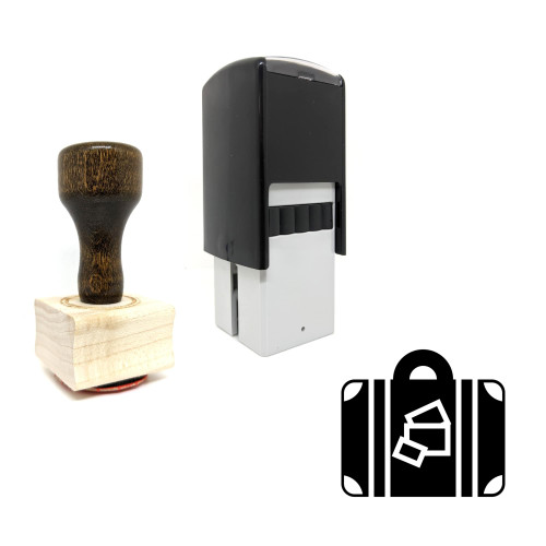"Luggage" rubber stamp with 3 sample imprints of the image