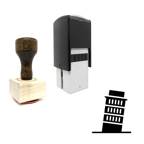 "Pisa Tower" rubber stamp with 3 sample imprints of the image