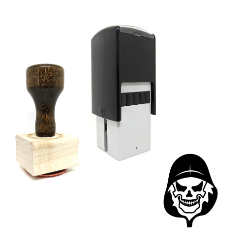 "Skull Character" rubber stamp with 3 sample imprints of the image