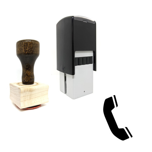 "Telephone" rubber stamp with 3 sample imprints of the image
