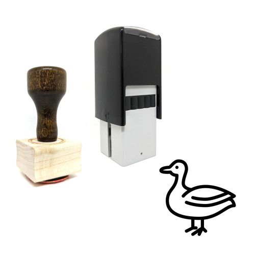 "Duck" rubber stamp with 3 sample imprints of the image
