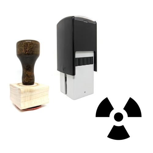 "Ionizing Radiation" rubber stamp with 3 sample imprints of the image