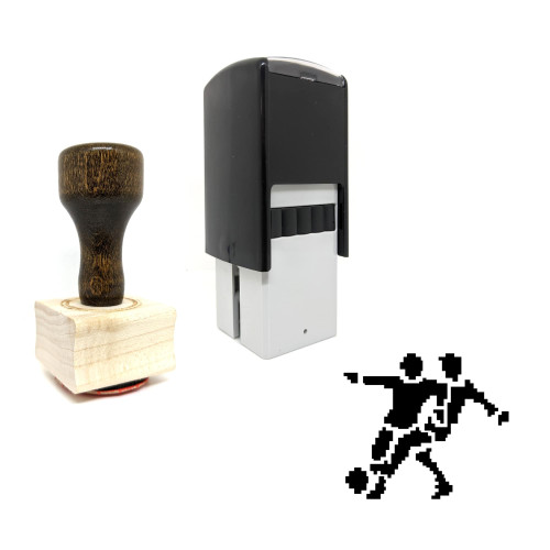 "Soccer" rubber stamp with 3 sample imprints of the image