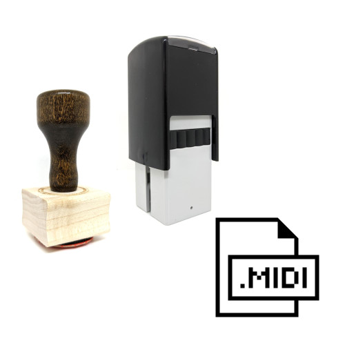 "MIDI File" rubber stamp with 3 sample imprints of the image