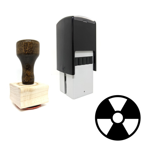 "Radiation" rubber stamp with 3 sample imprints of the image