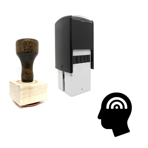 "Head" rubber stamp with 3 sample imprints of the image