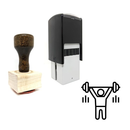 "Weightlifter" rubber stamp with 3 sample imprints of the image "Weightlifter" rubber stamp with 3 sample imprints of the image