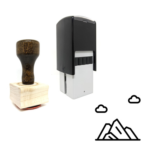 "Ice Mountain" rubber stamp with 3 sample imprints of the image