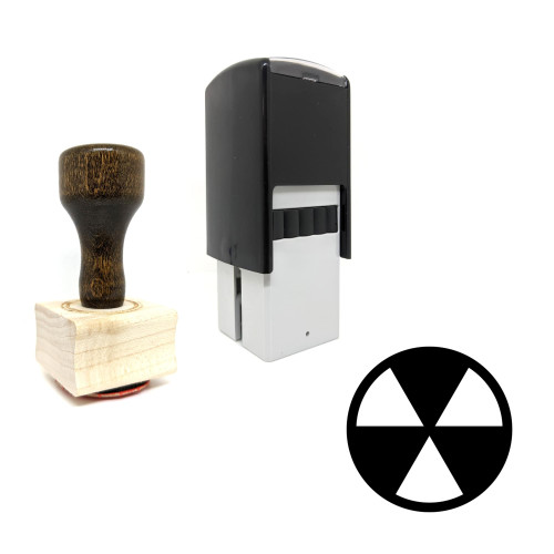 "Radioactive" rubber stamp with 3 sample imprints of the image