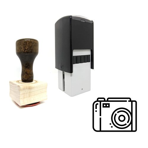 "Compact Camera" rubber stamp with 3 sample imprints of the image