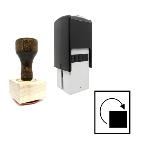 "Rotate" rubber stamp with 3 sample imprints of the image