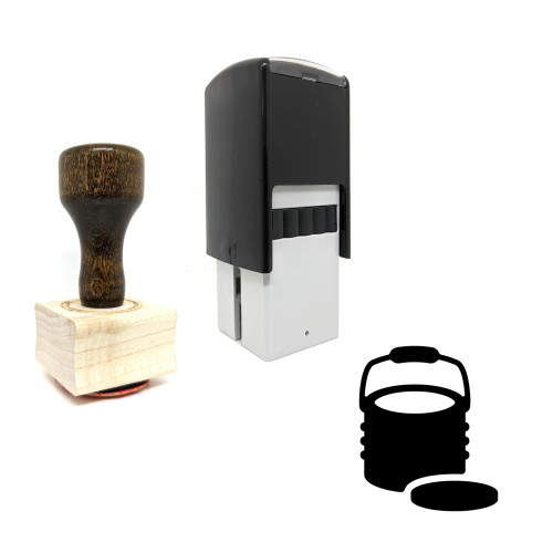 "Paint Bucket" rubber stamp with 3 sample imprints of the image