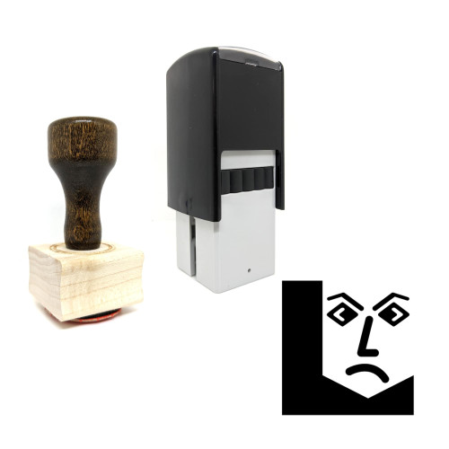 "Angry Face" rubber stamp with 3 sample imprints of the image