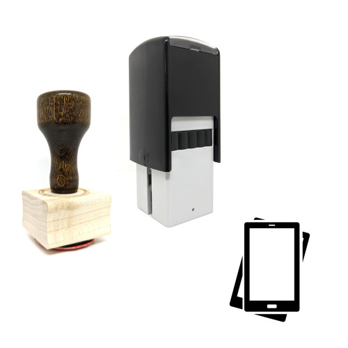 "Smartphones" rubber stamp with 3 sample imprints of the image