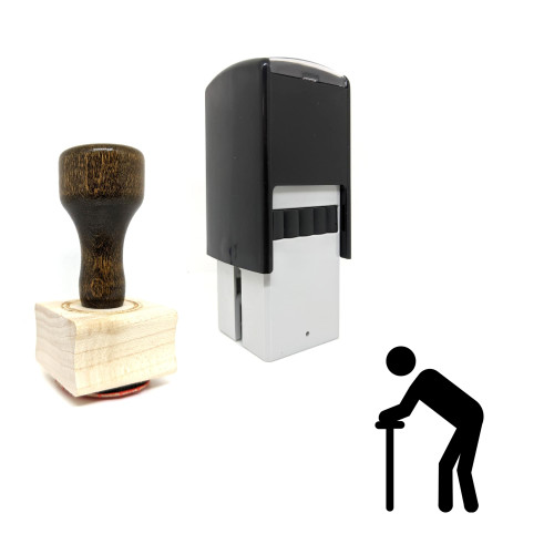 "Old Man Vector Icon" rubber stamp with 3 sample imprints of the image