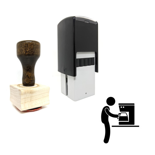 "Coffee Maker Machine" rubber stamp with 3 sample imprints of the image