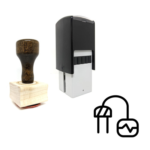 "Probe" rubber stamp with 3 sample imprints of the image
