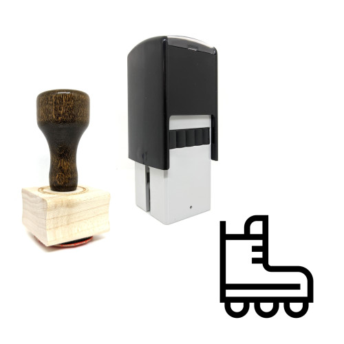 "Rollerblades" rubber stamp with 3 sample imprints of the image