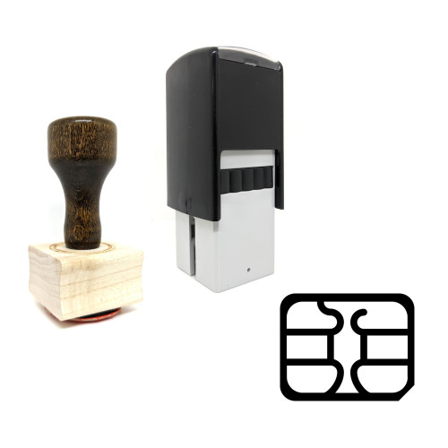 "SIM Card" rubber stamp with 3 sample imprints of the image