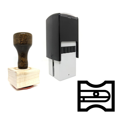 "Sharpener" rubber stamp with 3 sample imprints of the image