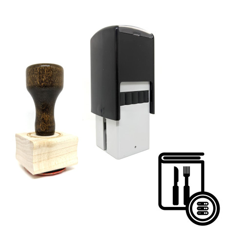 "Recipe Book Server" rubber stamp with 3 sample imprints of the image