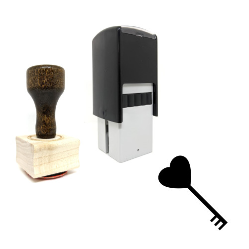 "Heart Key" rubber stamp with 3 sample imprints of the image