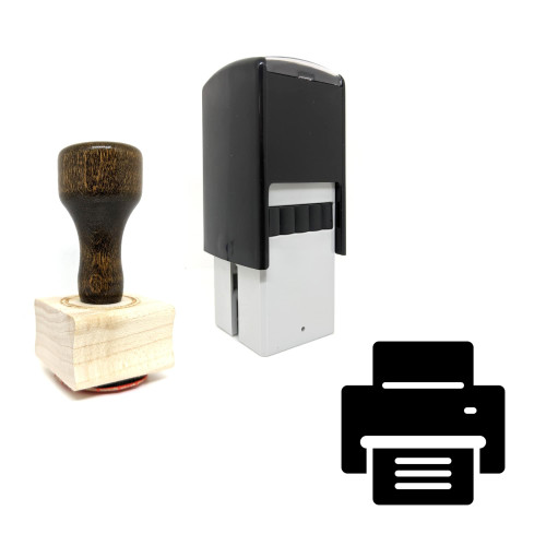 "Printer" rubber stamp with 3 sample imprints of the image