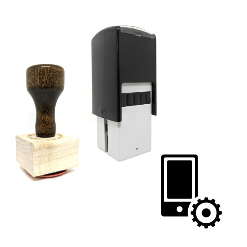 "Mobile Settings" rubber stamp with 3 sample imprints of the image