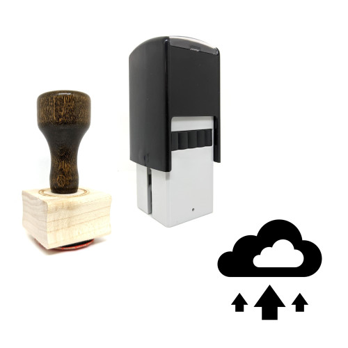 "Cloud Upload" rubber stamp with 3 sample imprints of the image