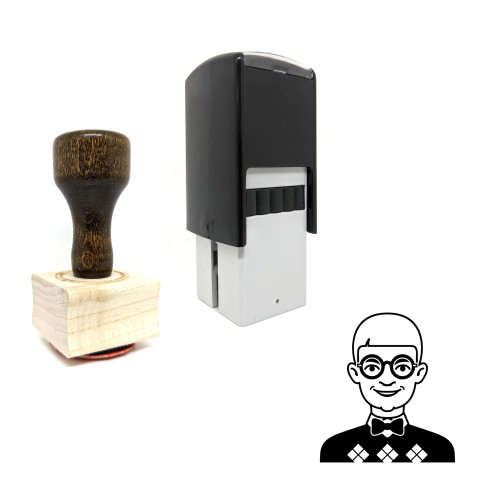 "Man" rubber stamp with 3 sample imprints of the image