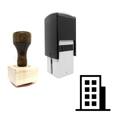 "Skyscraper" rubber stamp with 3 sample imprints of the image