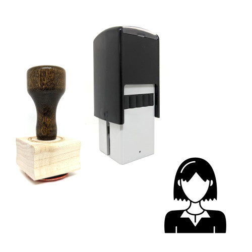 "Short Hair Woman" rubber stamp with 3 sample imprints of the image