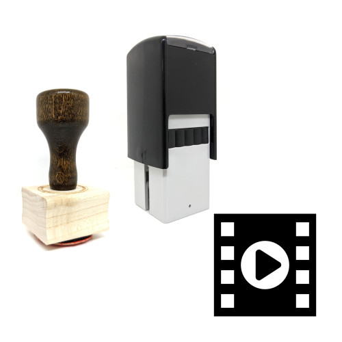 "Video Player" rubber stamp with 3 sample imprints of the image