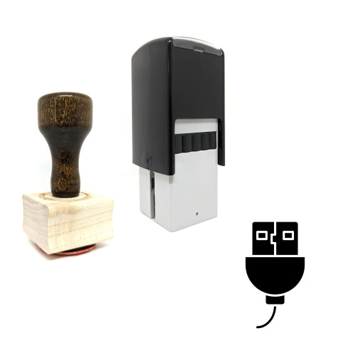 "USB" rubber stamp with 3 sample imprints of the image