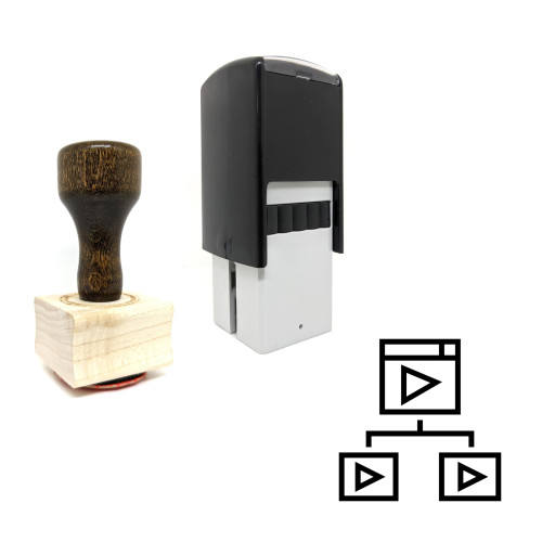 "Video Sharing" rubber stamp with 3 sample imprints of the image