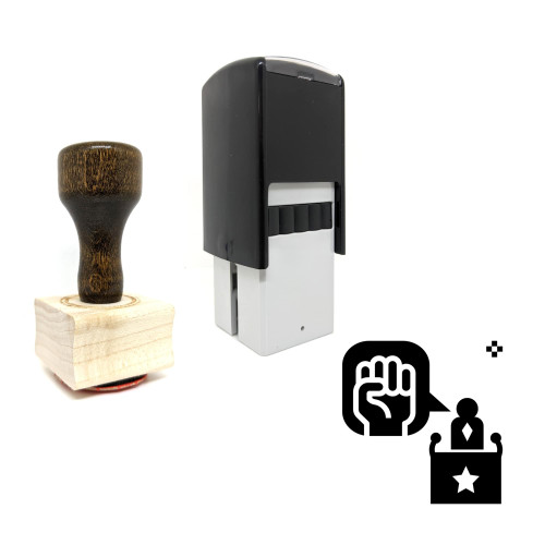 "Power" rubber stamp with 3 sample imprints of the image
