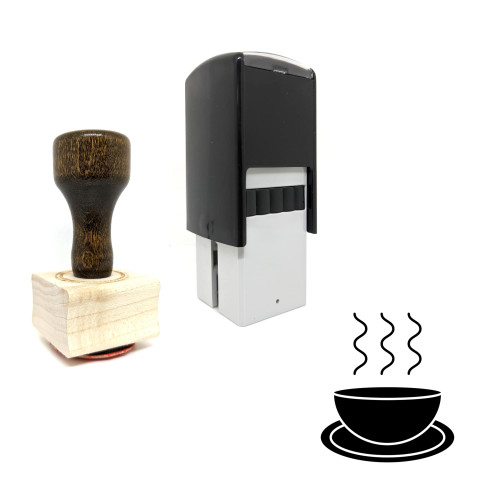 "Hot Beverage" rubber stamp with 3 sample imprints of the image
