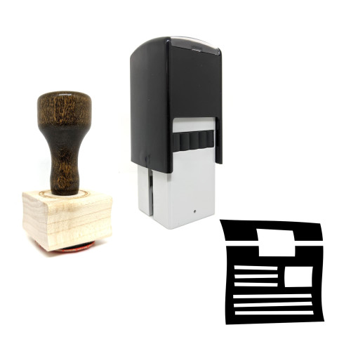 "Newspaper" rubber stamp with 3 sample imprints of the image